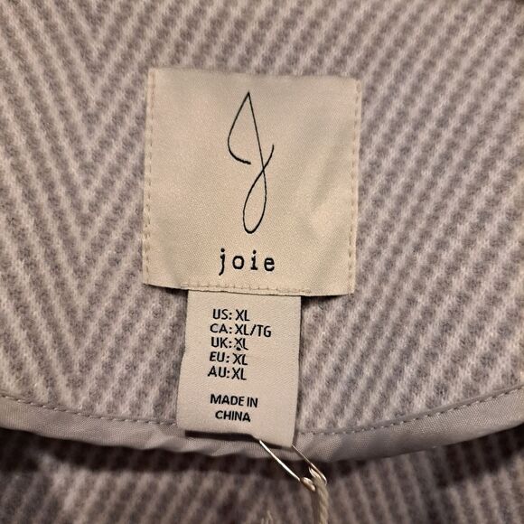 Joie Wool Blend Pea Coat Chevron Light Blue Collar 3 Buttons Outerwear sz XL - Picture 5 of 14